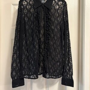 Ralph Lauren Black Floral Lace Blouse